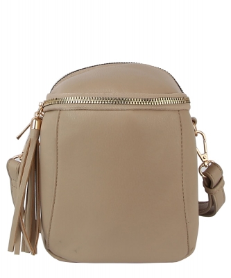 Fashion Tassel Zip Crossbody Bag LD156 MOCHA